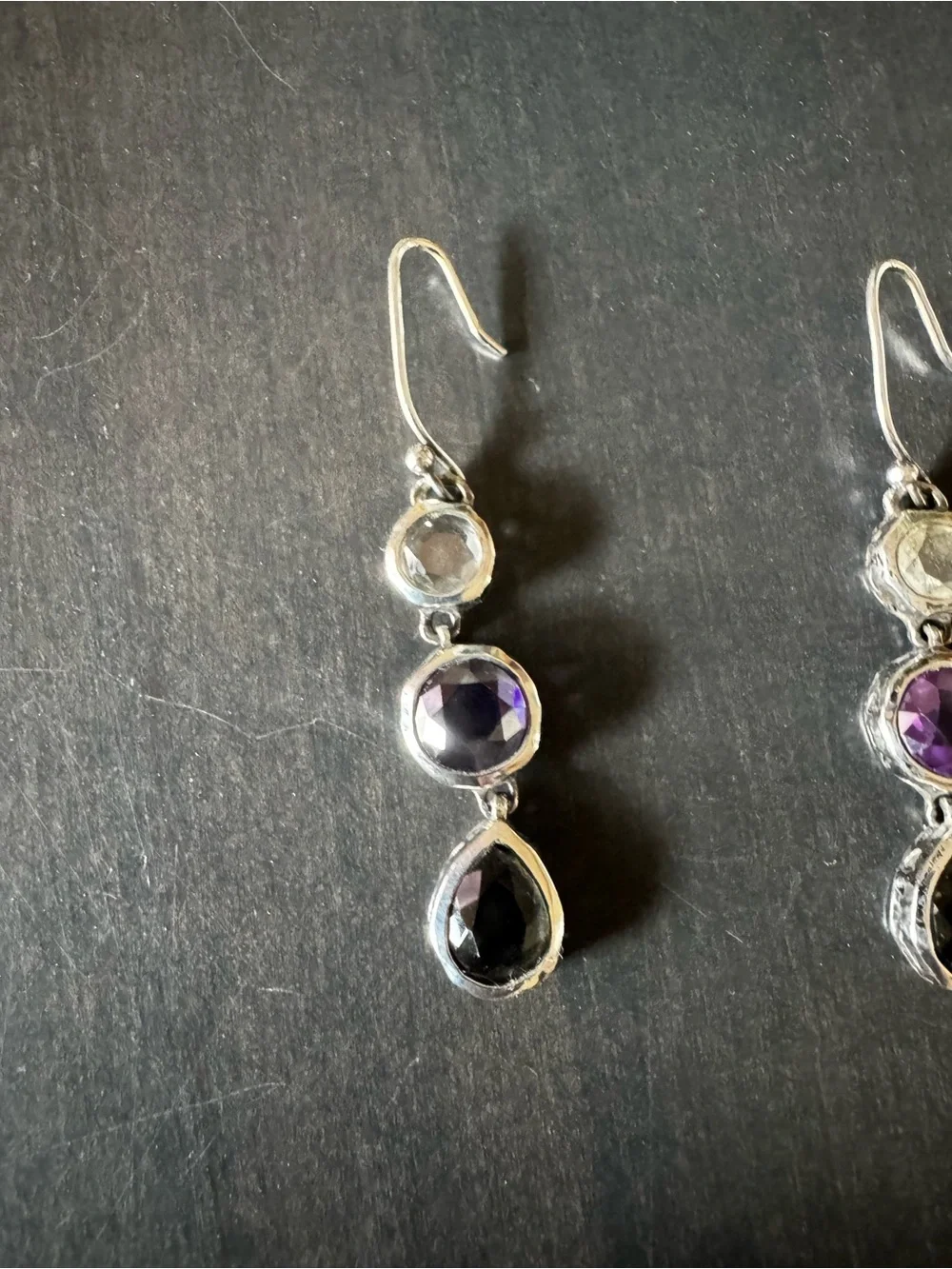 Silpada Earrings W2283 PLUM PRETTY CZ Sterling Silver Purple Grey Dangle - Picture 9 of 13
